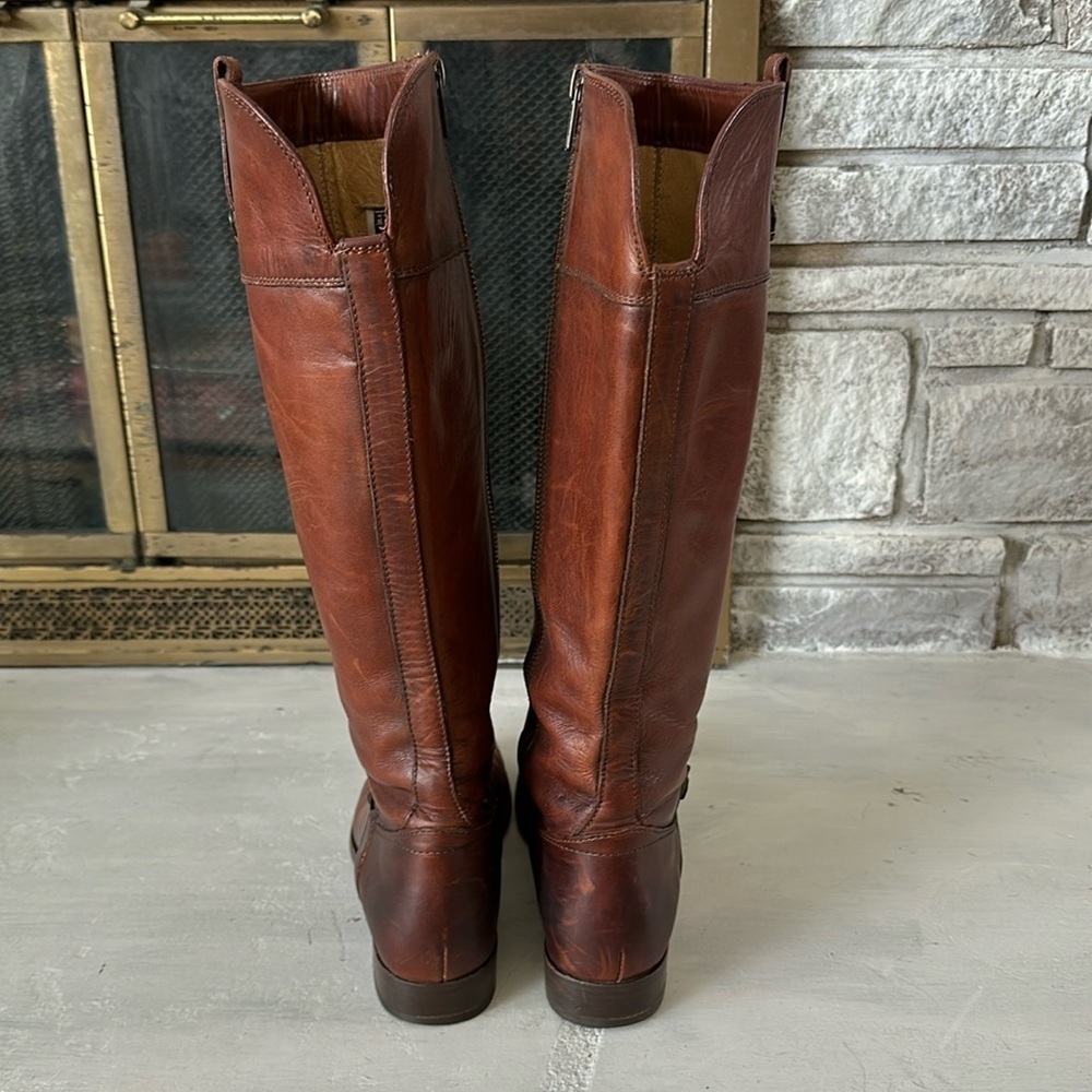 Frye 4001 Buttery Soft Leather Round Toe Tall Riding Boots 8.5 Inside Zipper - Picture 6 of 16